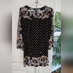 Angie Black and Cream Patterned Blouse